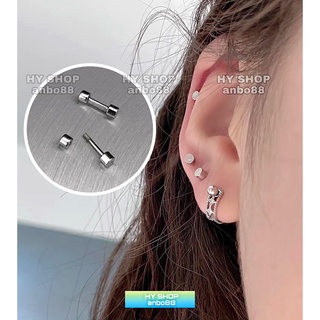 Khuyên tai nam nữ tròn dẹt cá tính titan không gỉ