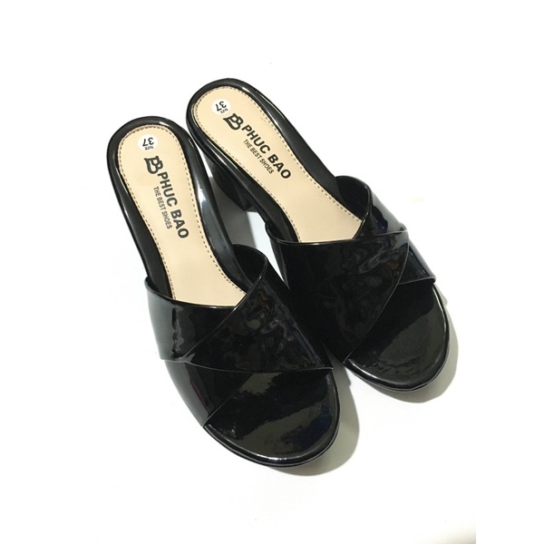 Dép da cao gót đê 7F cho mẹ ( Ảnh thật)