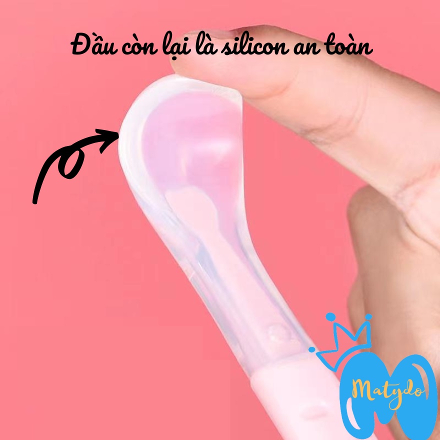 Thìa ăn dặm xúc hoa quả bón cháo đút bột MATYDO chất liệu silicon an toàn cao cấp có thêm đầu thép 304