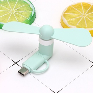 Quạt Mini Cầm Tay 2 Trong 1 Cổng USB Type C Cho Điện Thoại android Micro USB