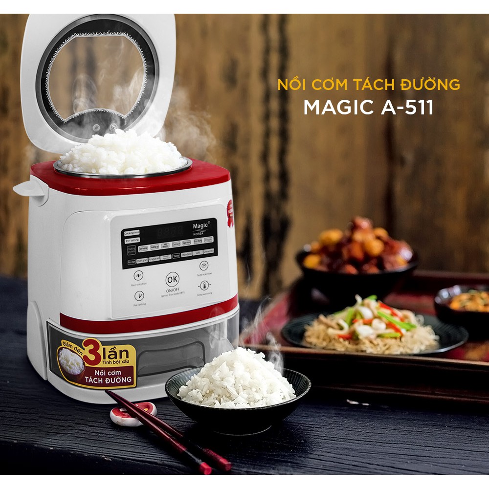 Nồi cơm tách đường HÀNG CHÍNH HÃNG Thanh Lý Magic Korea A510/A511(dành cho người giảm cân, bị tiểu đường)