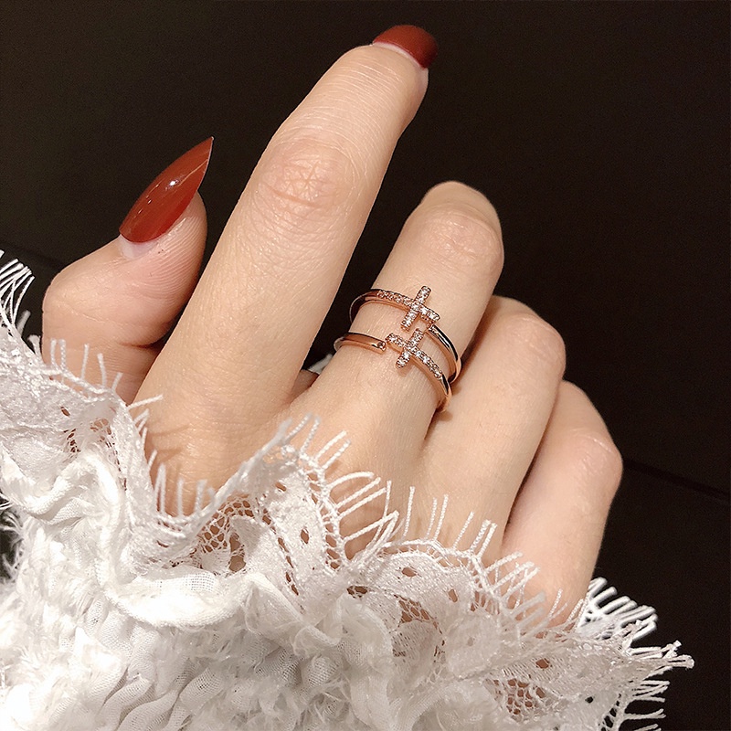 Nhẫn hở đính đá ngọc trai nhân tạo phong cách retro Nhật Hàn cho nữ