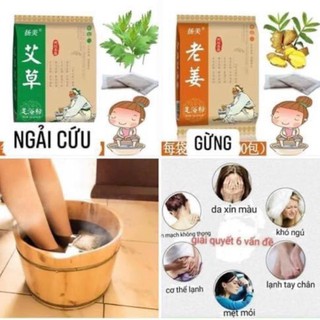 Gói ngâm chân ngải cứu, gừng 1 bịch 100 túi nhỏ, thảo dược thiên nhiên