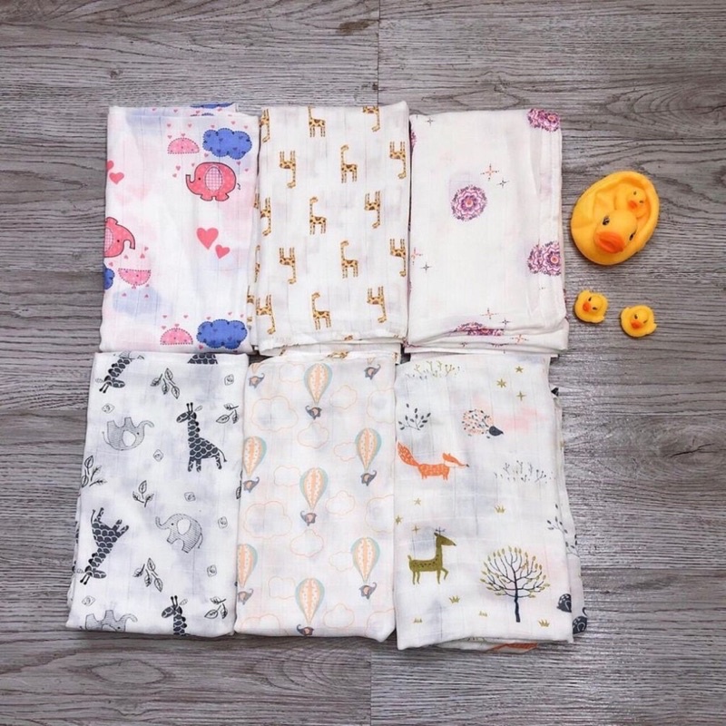 Set 2 khăn tắm sợi tre Aden Anais swaddle chất liệu cotton mềm mịn an toàn cho bé