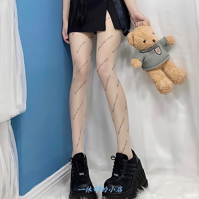 English B Letter Paris Black Sexy Stockings Family Arbitrarily Cut Non-hook Silk Socks Stockings Women Thin Pantyhose Women Sock