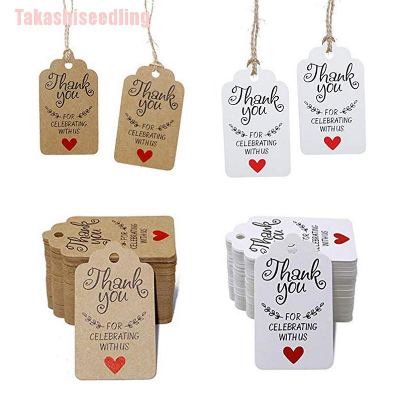 Set 100 Tấm Thiệp Giấy In Chữ Thank You Dùng Làm Quà Tặng