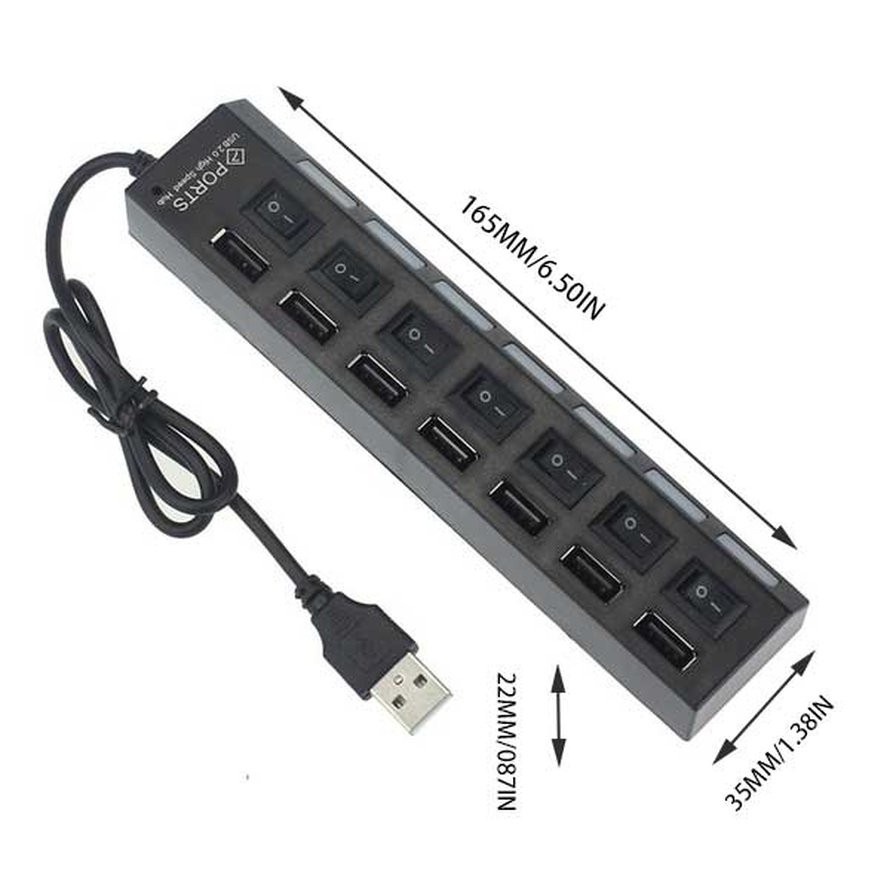 Bộ Chia 7 Cổng Usb 3.0 Có Công Tắc Bật / Tắt Và Đèn Led Báo Hiệu Cho Pc Laptop