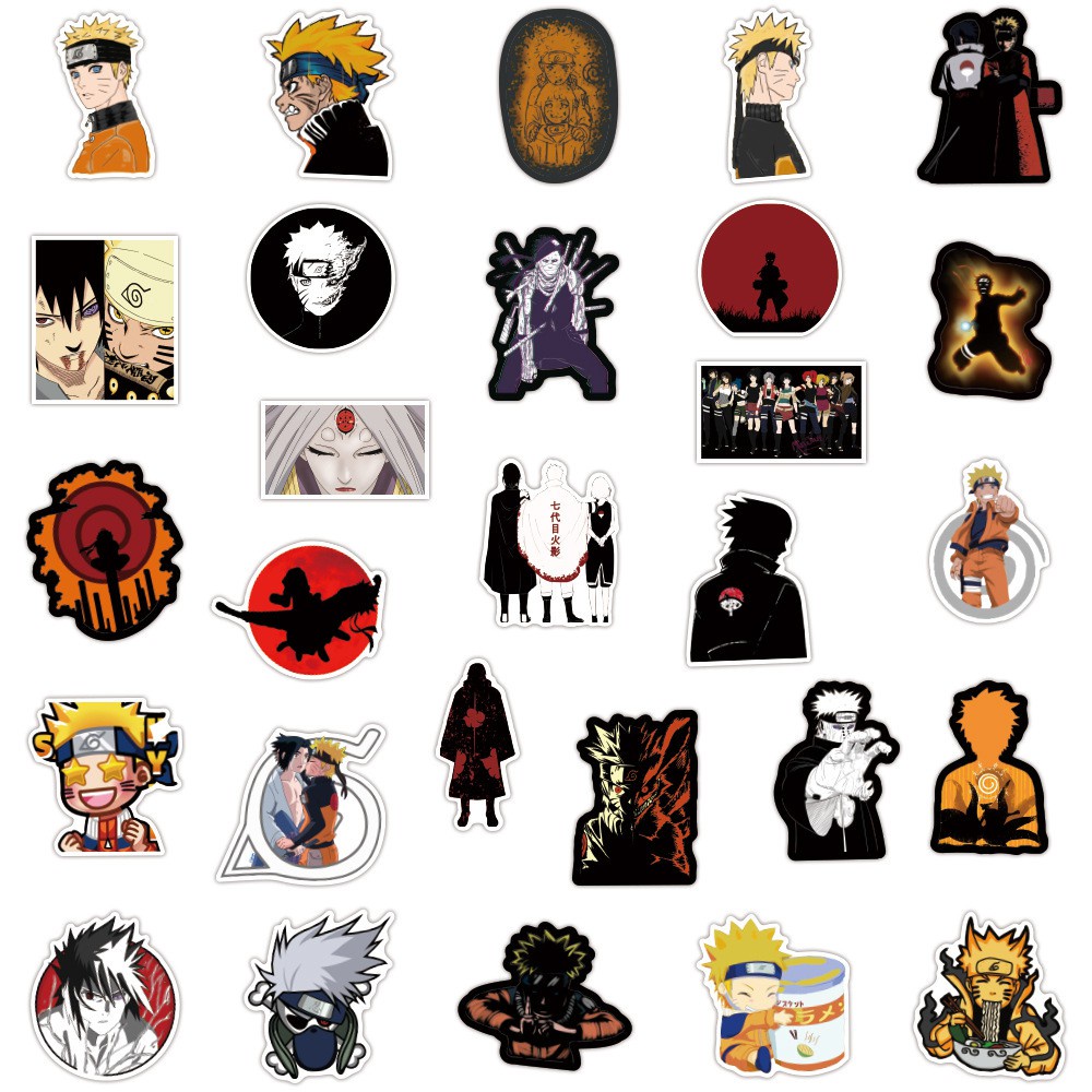 Set 100 / 50 / 25 / 10 sticker hoạt hình naruto uzumaki sasuke sakura kakashi chống nước trang trí đa năng