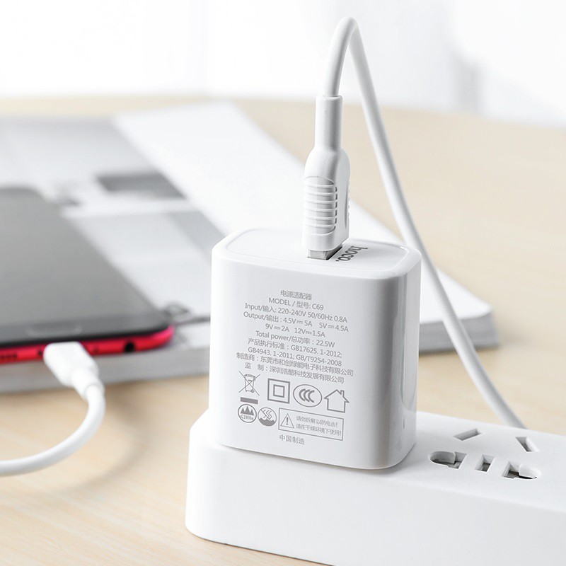 [CÁP MICRO] Bộ Sạc Nhanh Hoco C69 22.5W Sạc Nhanh QC3.0, VOOC, DASH, SUPER CHARGE - BH 1 Năm Chính Hãng - Hưng Long PC