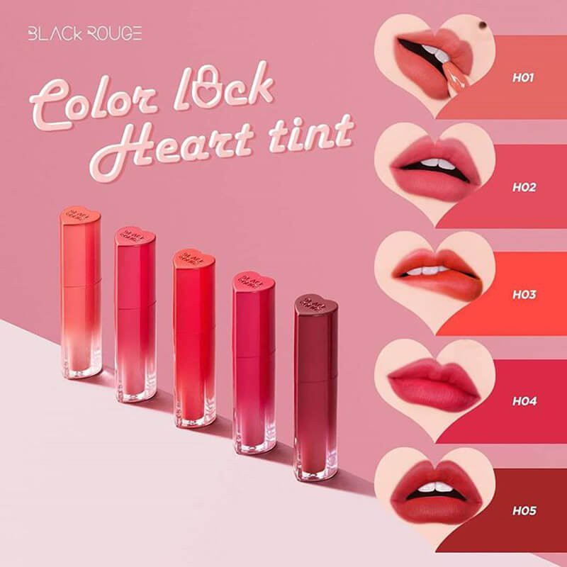 SON KEM 😉FREESHIP 😉 Son Tint Lì "Siêu Hot" Black Rouge Color Lock Heart Tint