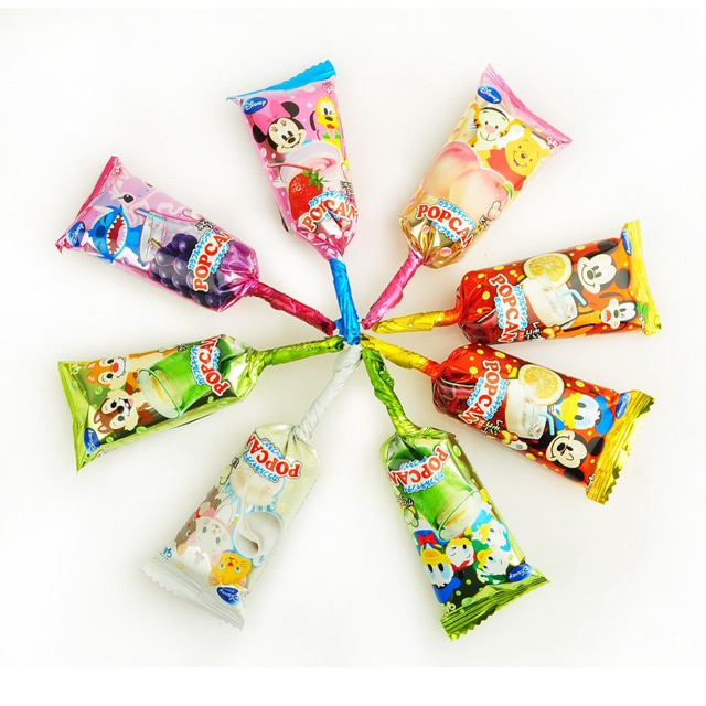 Kẹo mút Popcan mickey Glico vị trái cây Nhật Bản 13g/ cây