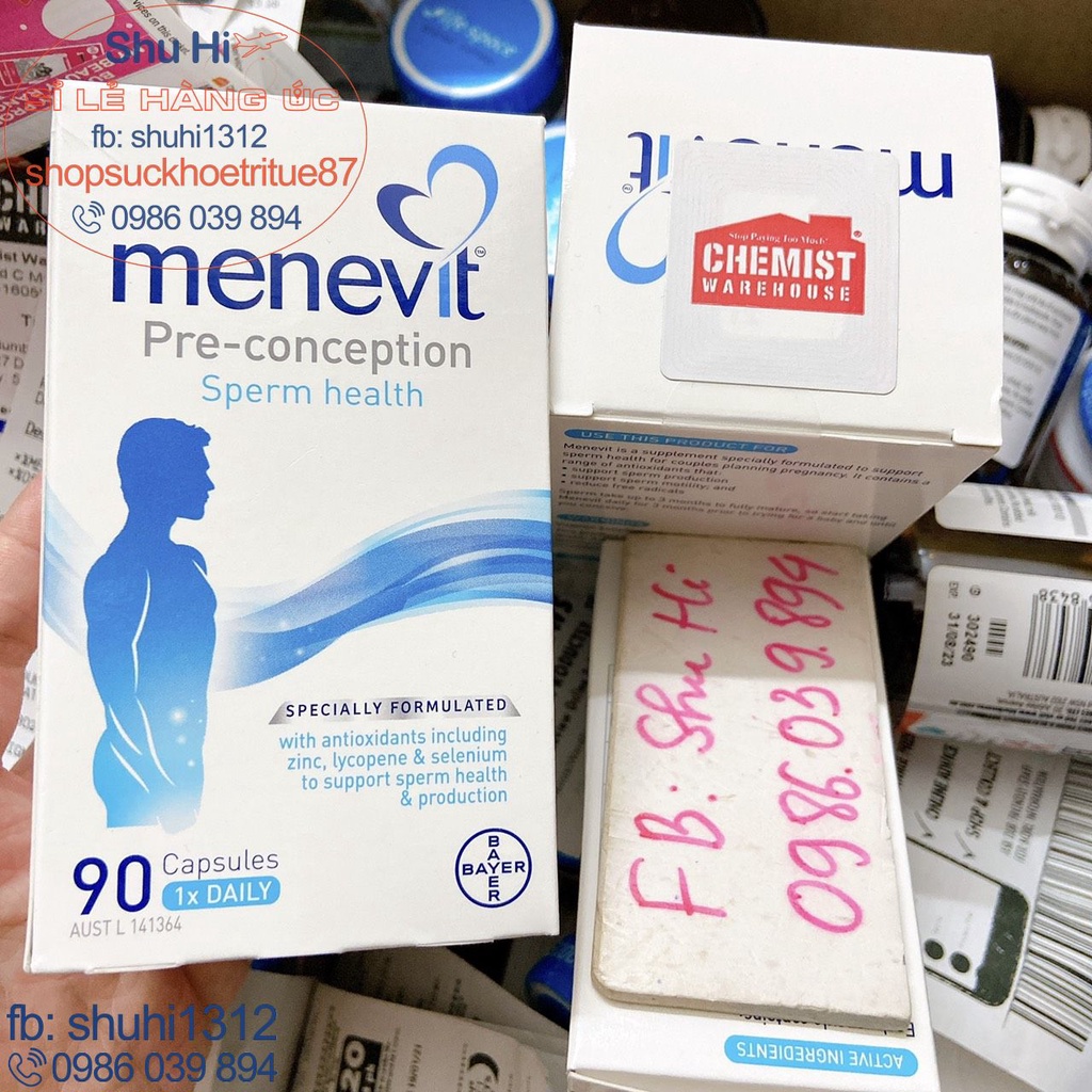 Viên uống menevit nâng cao chất lượng tinh trùng lọ 30 viên, 90 viên của úc, hỗ trợ tăng cường sinh lý nam