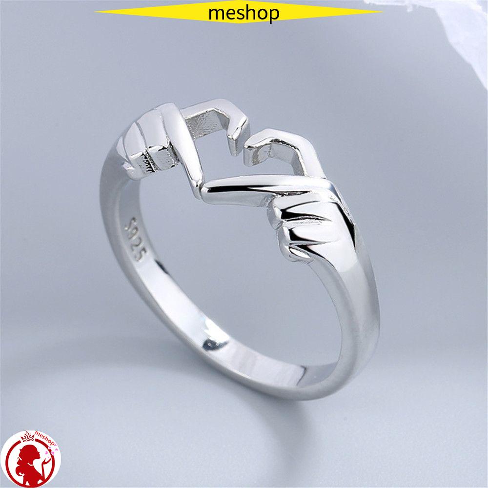 Nhẫn đeo tay hình bàn tay và trái tim phong cách thời trang lãng mạn cho cặp đôi