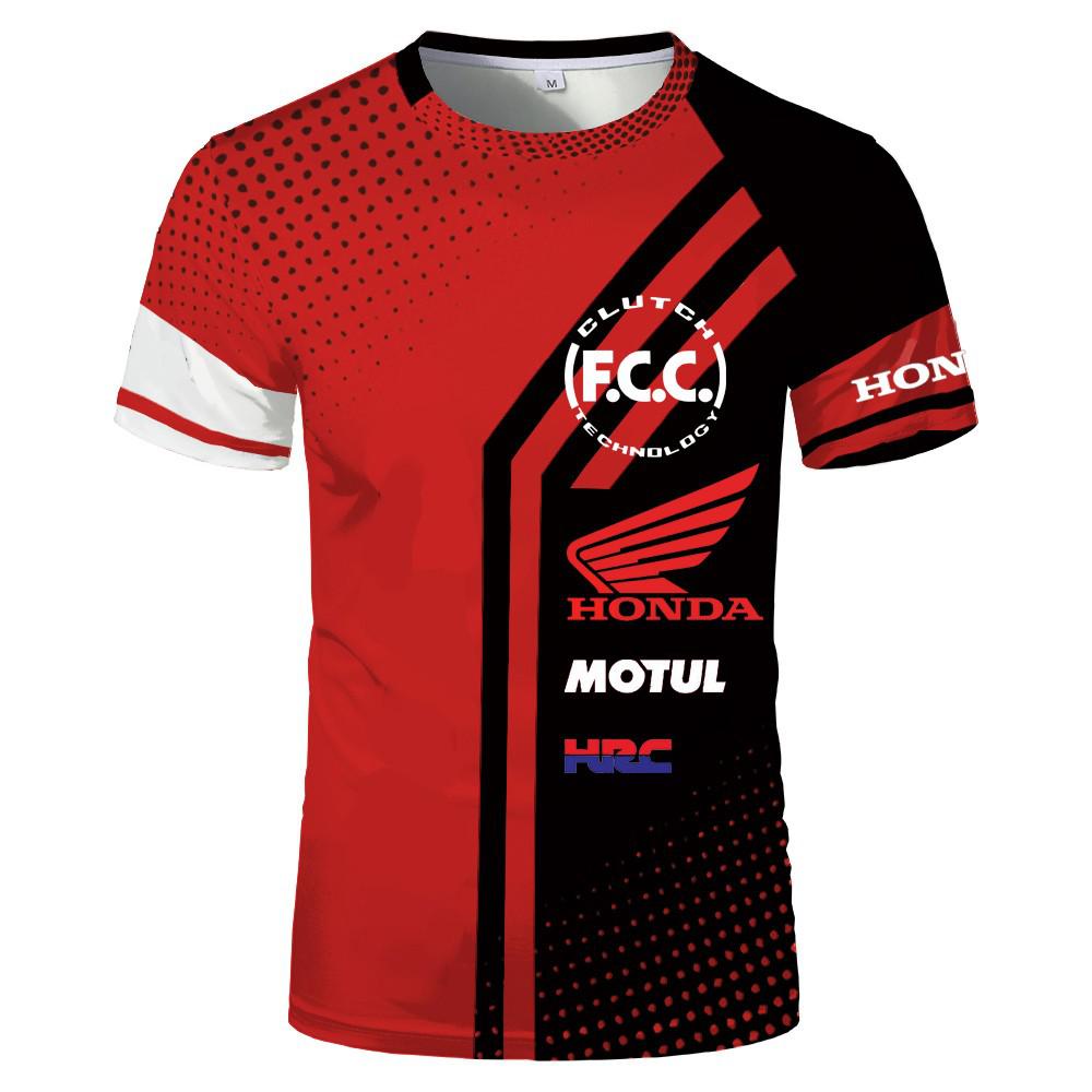 Áo Thun Tay Ngắn Cổ Tròn In Hình Xe Mô Tô Honda 3D Thời Trang Mùa Hè Cho Nam Và Nữ