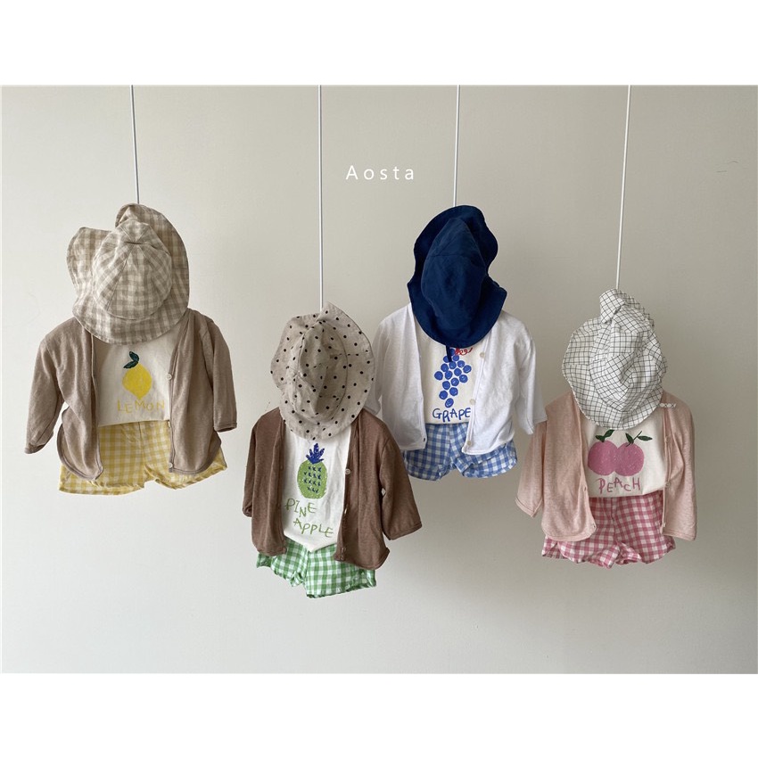 Bộ quần áo trẻ em hoa quả mùa hè mát mẻ, bộ quần áo bé trai bé gái style Hàn