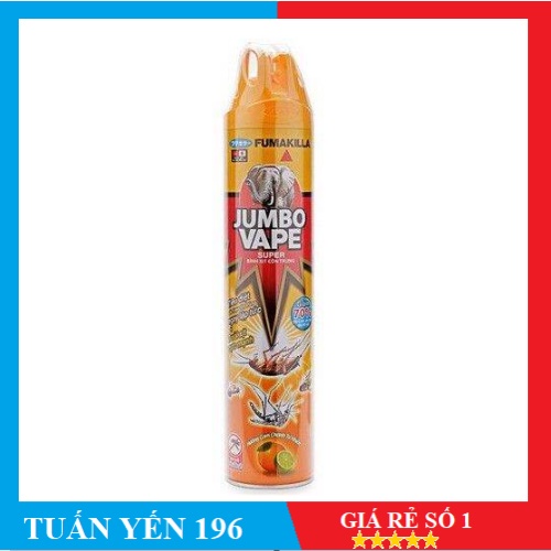 Xịt muỗi jumbo 600 ml hương cam chanh