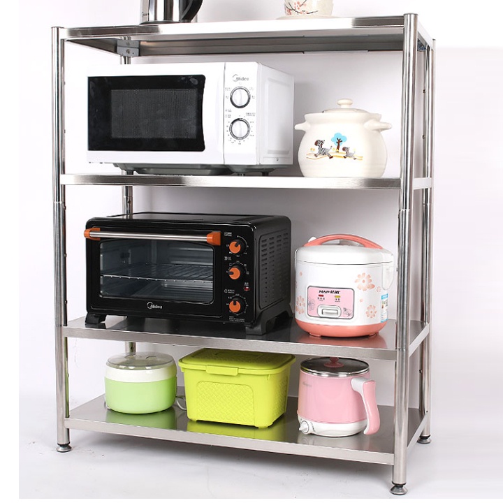 Kệ lò vi sóng inox đa năng 3 tầng, 4 tầng, Kệ nhà bếp inox 4 tầng thông minh để dụng cụ nầu ăn nhà bếp