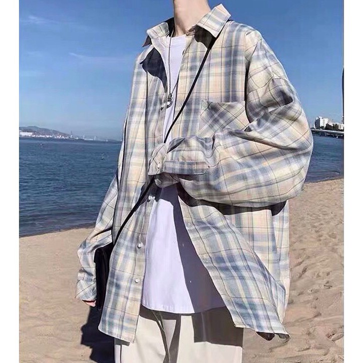 [ Có ảnh thật ] Áo sơ mi unisex form rộng - somi nam nữ sọc số 11