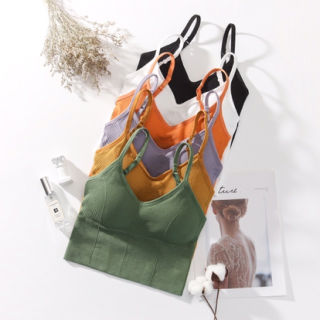 Áo bra 2 dây tập gym, yoga thể thao nữ cotton tăm nâng ngực không gọng croptop sexy khoét U hở lưng sâu M02 | BigBuy360 - bigbuy360.vn