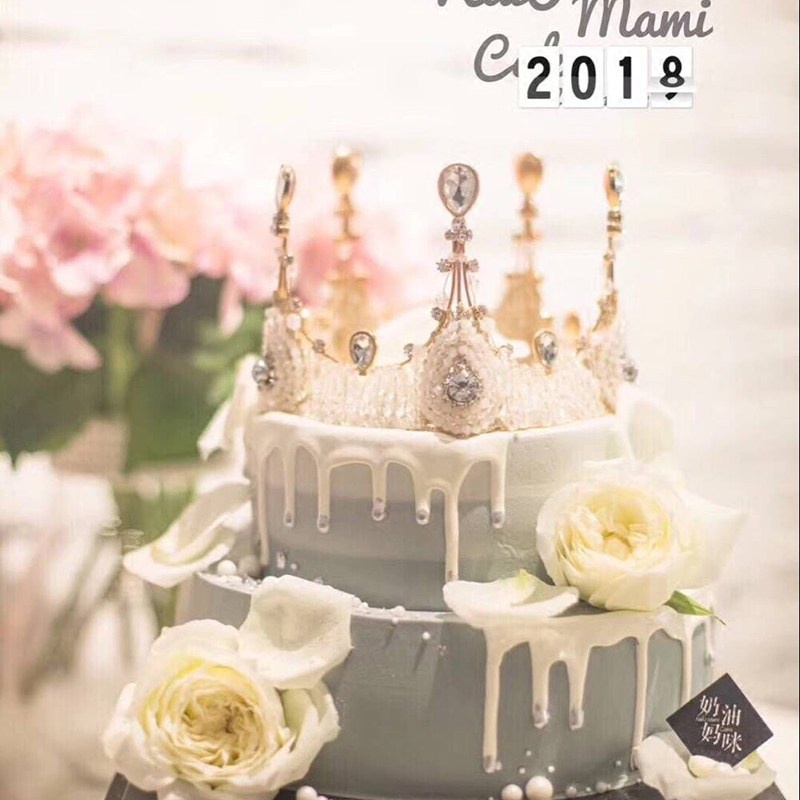 Vương Miện Đính Đá Pha Lê Lấp Lánh Dùng Trang Trí Bánh Kem Sinh Nhật