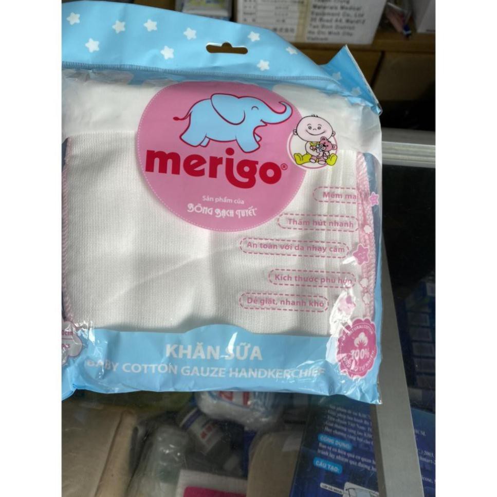 KHĂN SỮA Merigo 10 cái/gói Hàng Chính Hãng Bông Bạch Tuyết