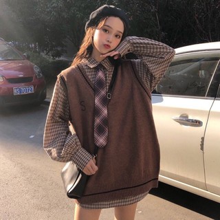 Set áo sơ mi + gile+ cà vạt ulzzang nữ sinh order taobao