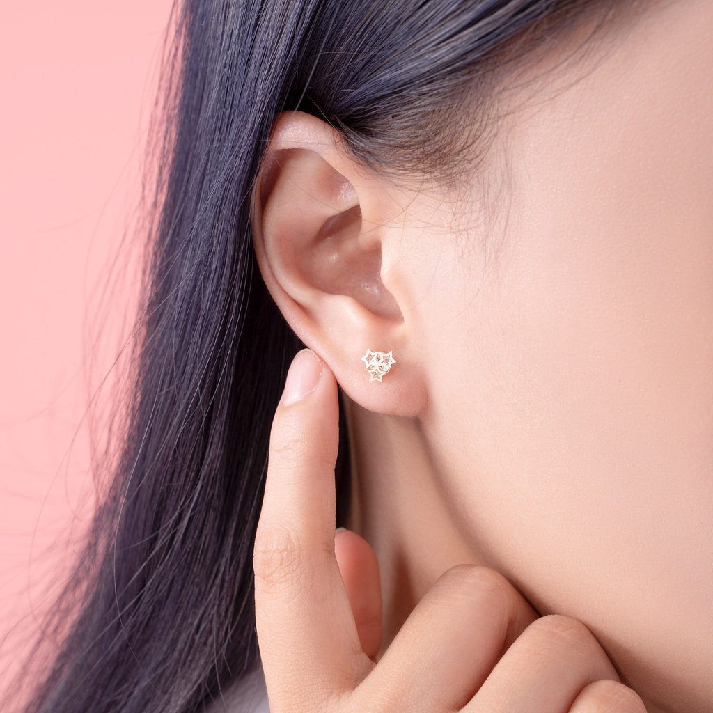 Bông Tai Nữ Vàng 14K BTAM73 Huy Thanh Jewelry