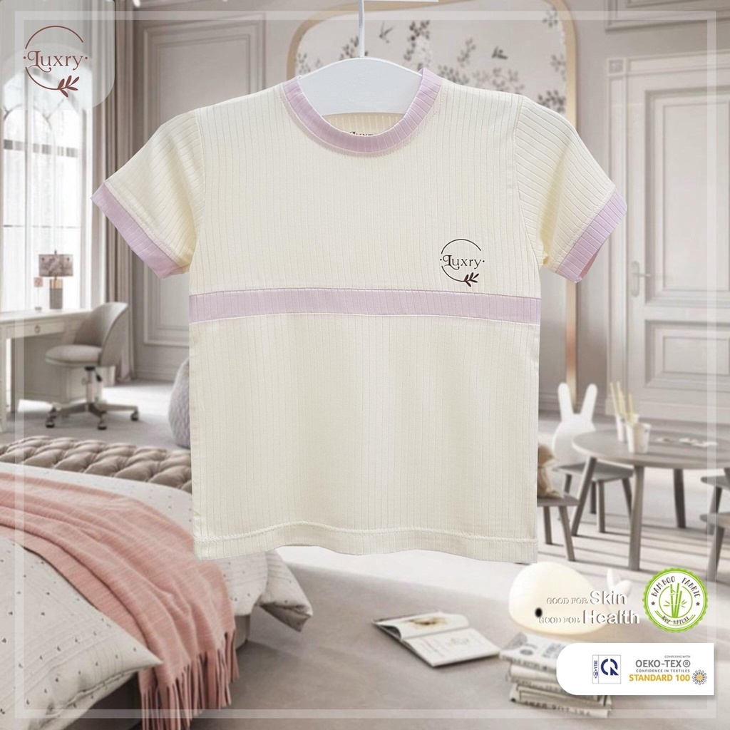 Áo lẻ cộc tay phối thương hiệu chất lượng Luxry dành cho con yêu