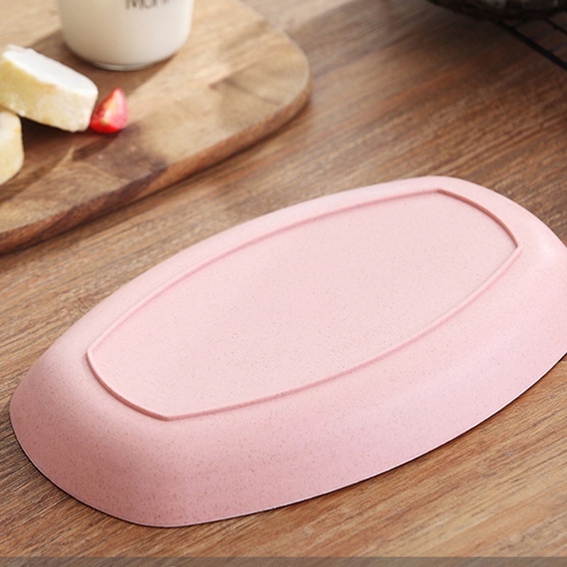 Đĩa Đựng Thức Ăn Hình Oval Bằng Lúa Mạch Màu Sắc Đơn Giản