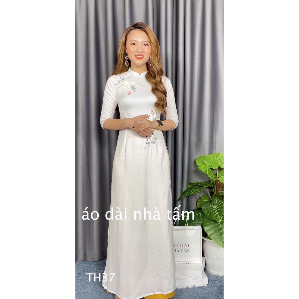 [Mã FAMAYWA giảm 10K đơn 50K] ÁO DÀI TRUYỀN THỐNG THÊU DUY BĂNG KẾT HỢP ĐÍNH NGỌC LỤA CAO CẤP KÈM VIDEO THẬT- MÃ TH37