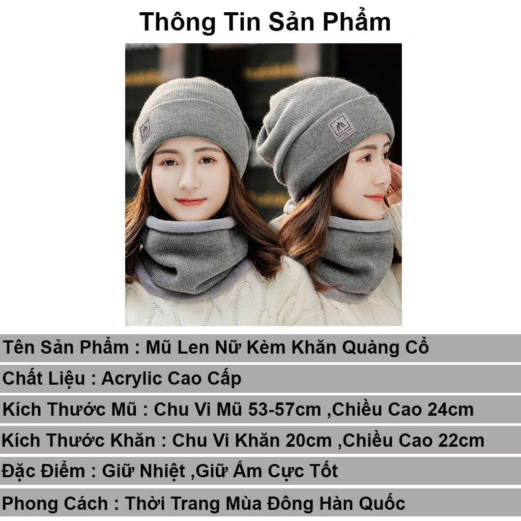 Mũ len nữ hàn quốc kèm khăn quàng cổ cao cấp siêu ấm YuDa nón len nam nữ thời trang cá tính