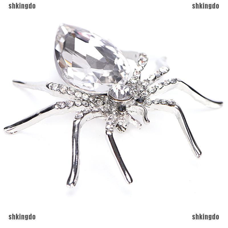 Trâm cài áo hình con nhện nạm bạc đính đá thanh lịch