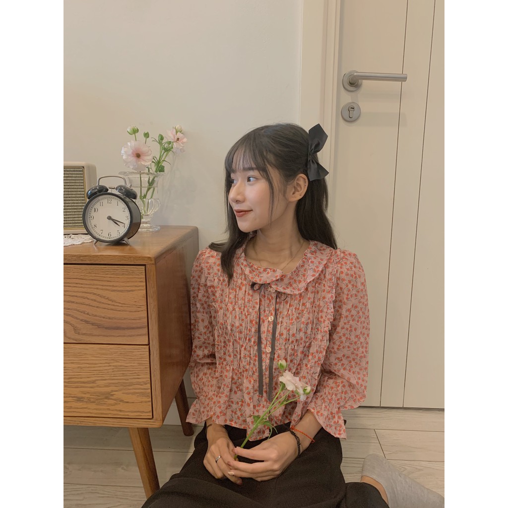 áo BBD hoa nhí cổ sen buộc nơ SA428 1994closet