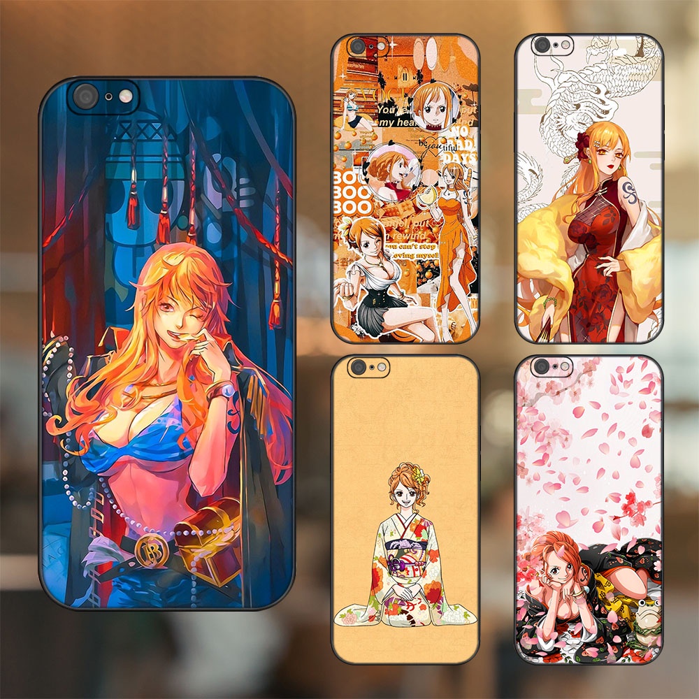 Ốp lưng iPhone 6 Plus, 6s Plus dẻo đen cạnh vuông in hình Nami One Piece Đảo Hải Tặc