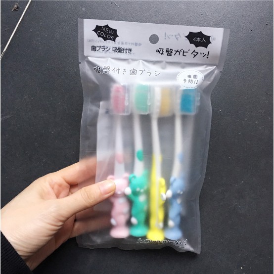 Set 4 bàn chải hình Thỏ và Gấu cute dễ thương hàng Nhật cho bé yêu