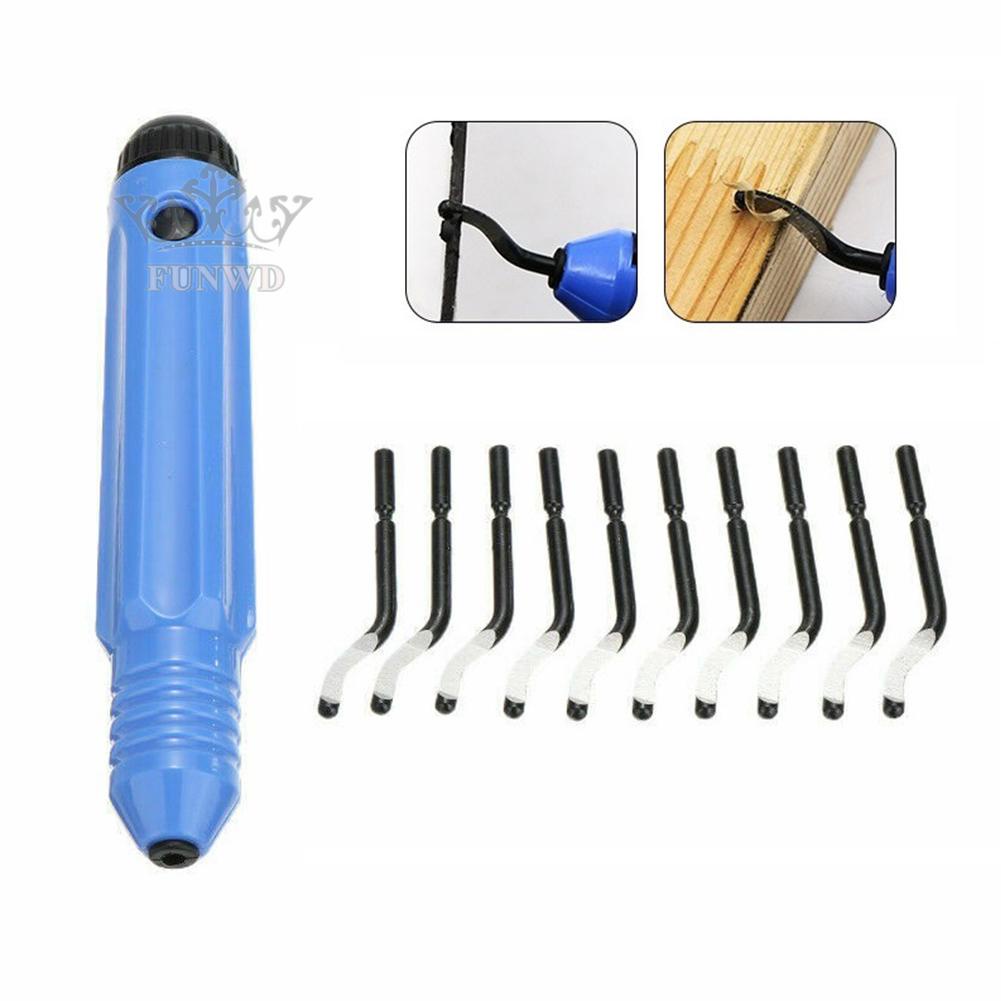 【FUNWD】Handle Plastic Burr NB1100 Scraper+10pc BS1010 Blades/Trimming Deburring Tools