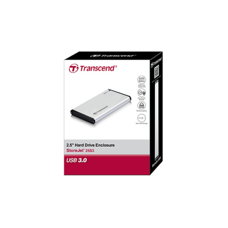 Hộp đựng ổ cứng HDD Box 2.5&quot; Transcend 25S3 (Bạc)