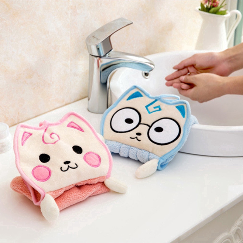 Khăn Lau Tay Vải Nhung Rất Mềm Mại Mượt Mà Hình Mèo Đáng Yêu