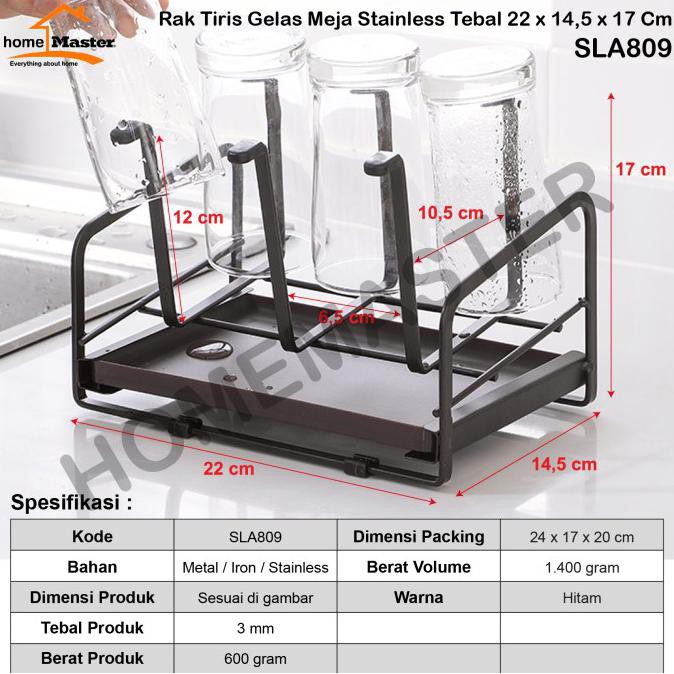 Giá Để Ly Thủy Tinh Ráo Nước Bằng Thép Không Gỉ 22x14.5x17 cm Slq809 | BigBuy360 - bigbuy360.vn