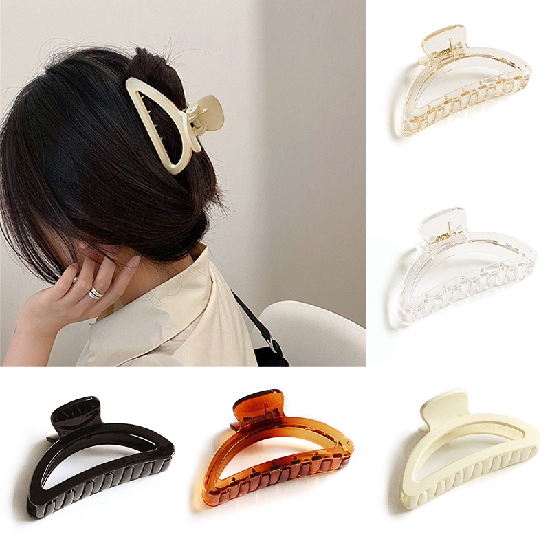 Kẹp Tóc Càng Cua Hình Bán Nguyệt Lớn Bằng Nhựa Acrylic Phong Cách Cổ Điển Thời Trang