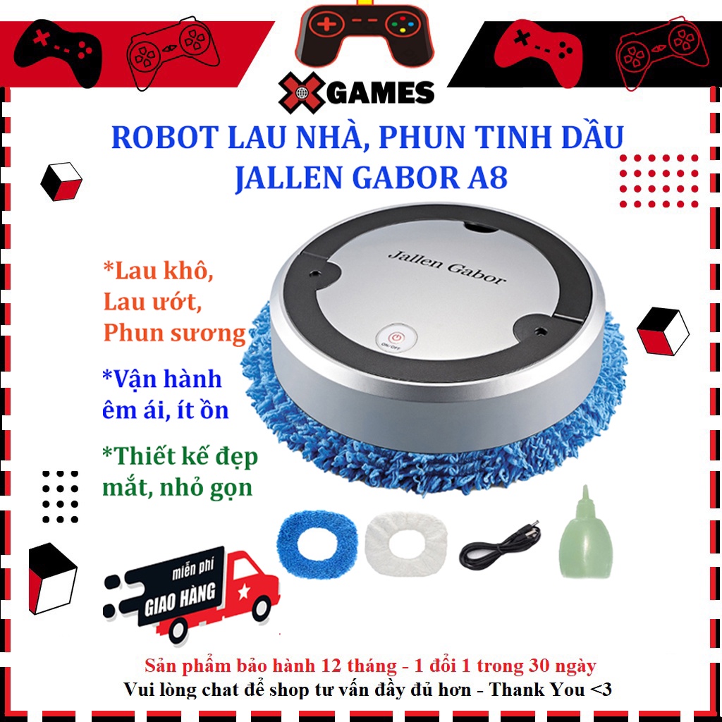 Robot hút bụi, lau nhà Jallen Gabor A8 - Video Thật - Máy lau nhà tự động A8 tích hợp phun sương