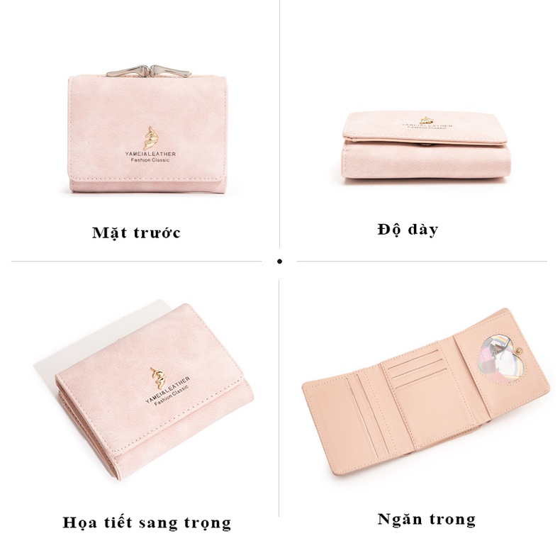 Ví nữ mini cao cấp , Ví nữ cầm tay nhỏ gọn nhiều ngăn thời trang đẹp đựng thẻ họa tiết dễ thương cute tiện lợi VN64