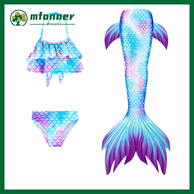 Set 3 Món Đồ Bơi Đuôi Cá Nhiều Màu Sắc Cho Bé Gái