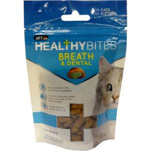 Thức ăn vặt cho mèo - - TREAT MÈO - VETIQ - HEALTHY BITES BREATH &amp; DENTAL FOR CATS &amp; KITTENS - 65g
