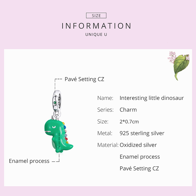 Mặt Dây Bamoer BSC460 Hình Khủng Long Nhỏ Bằng Bạc S925 100% Thời Trang DIY