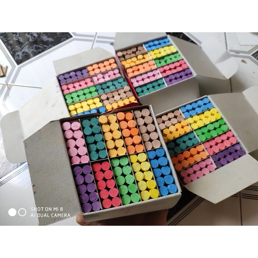 phấn viết bảng ít bụi 10 màu