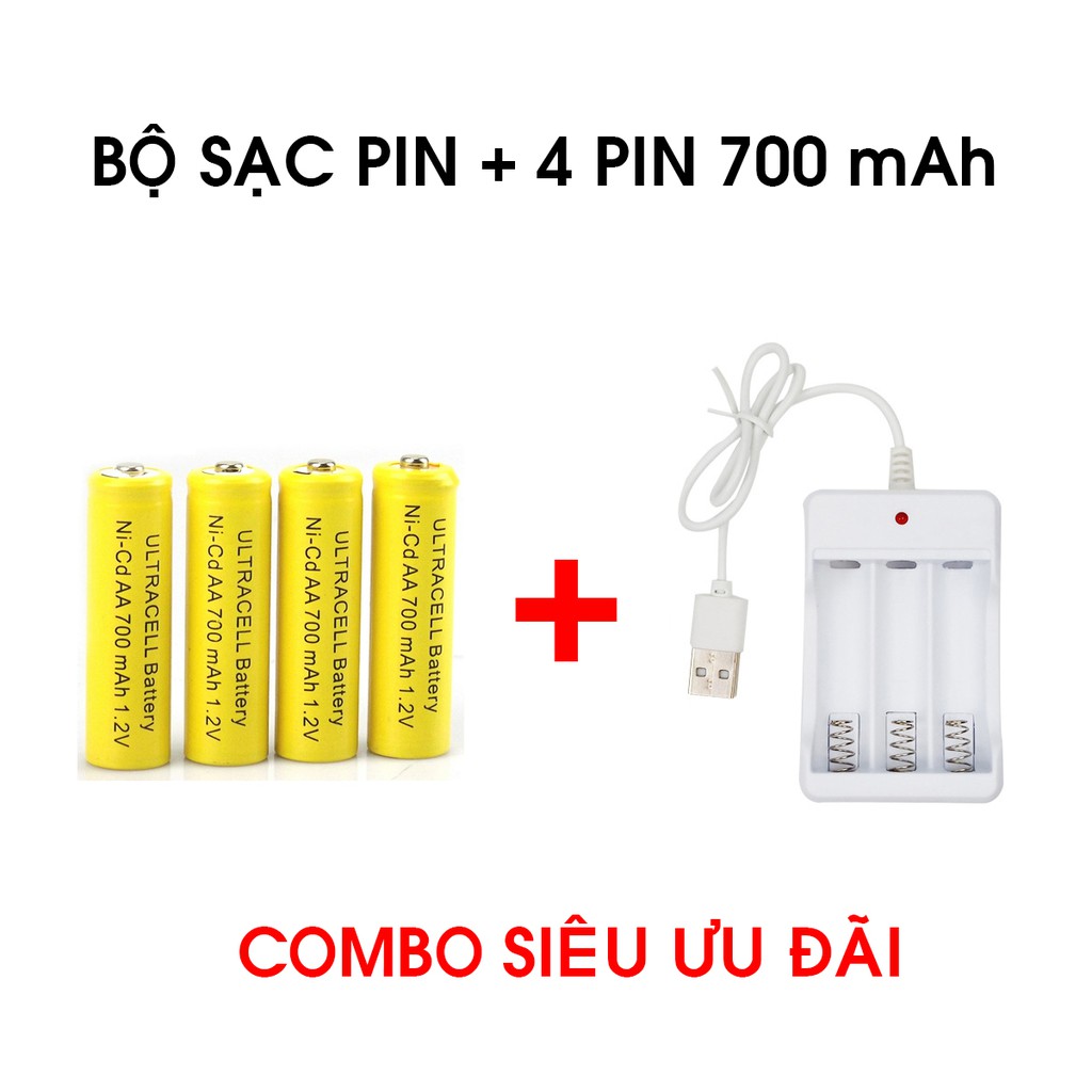 Pin sạc AA kèm bộ sạc pin cao cấp an toàn có đèn báo, Bộ sạc pin dùng cho các thiết bị điện tử - Bảo hành 1 tháng