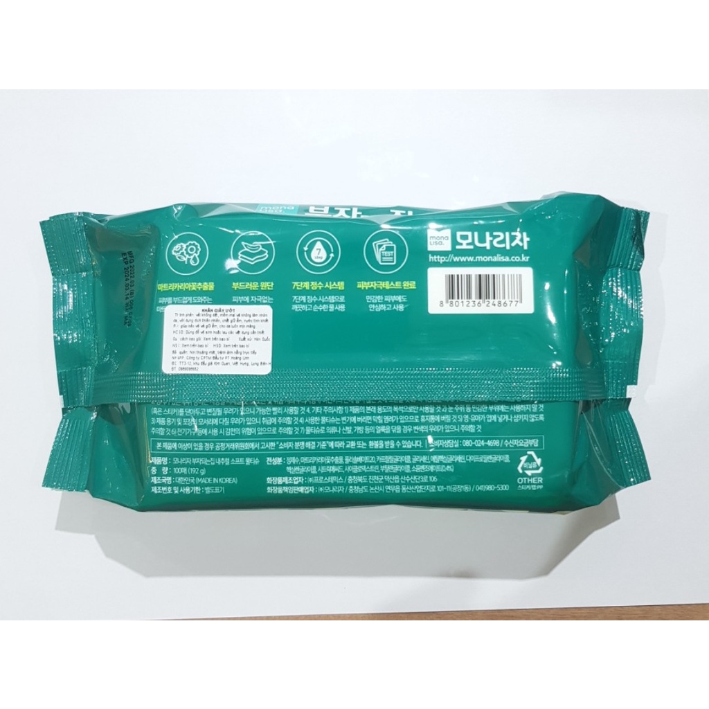 Khăn Ướt 100 tờ Monalisa Hàn Quốc