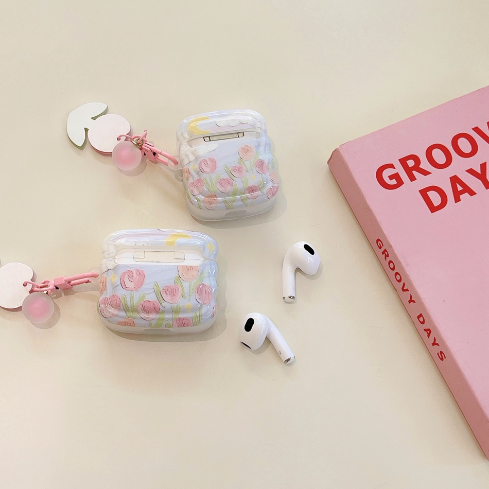 Vỏ Bảo Vệ Hộp Sạc Tai Nghe AirPods pro 1 2 3rd 2 3 pro Hình Hoa tulip Dễ Thương