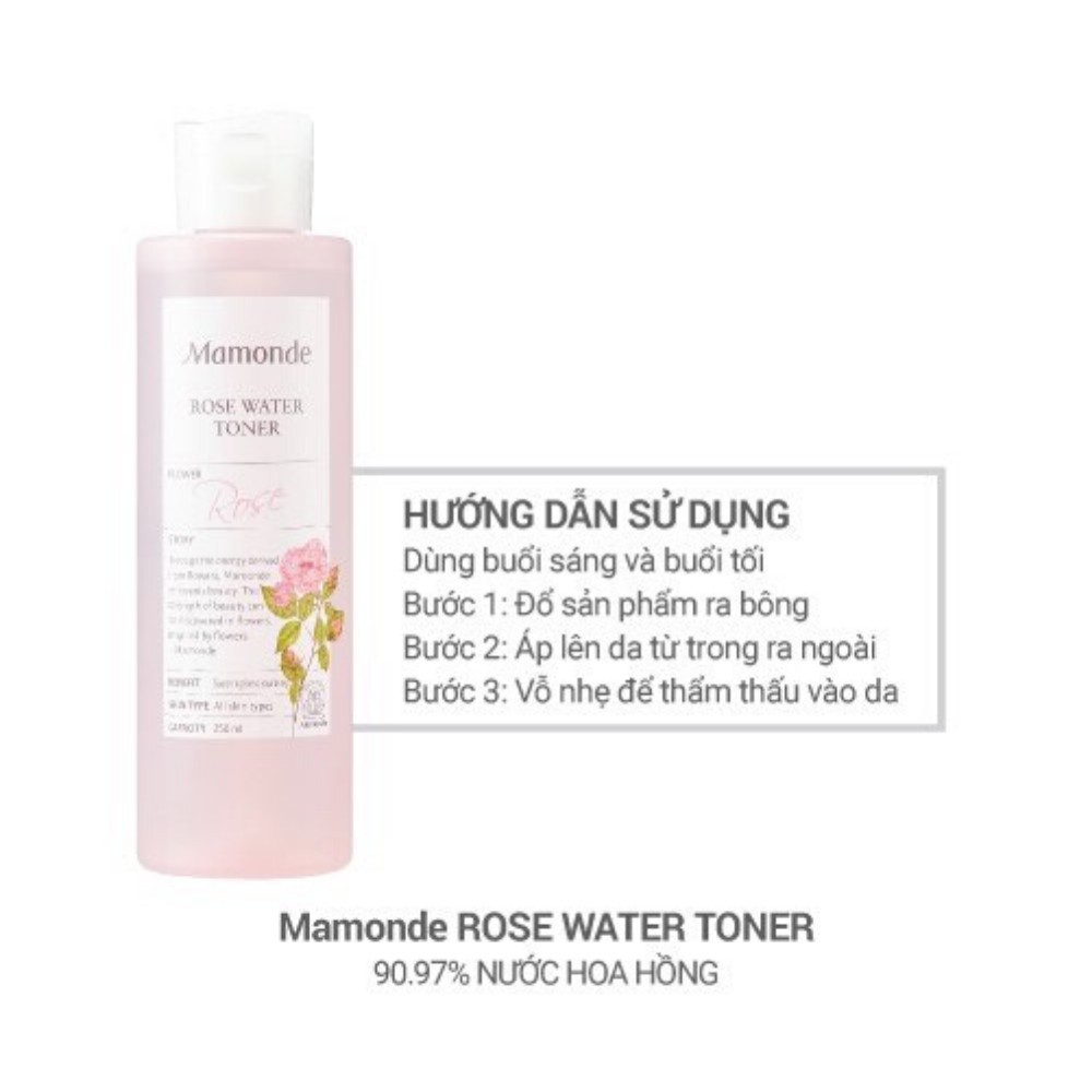 Toner mamonde - Nước hoa hồng Mamonde/Rose Water Toner/diếp cá/Pore Clean [MaiMeo]